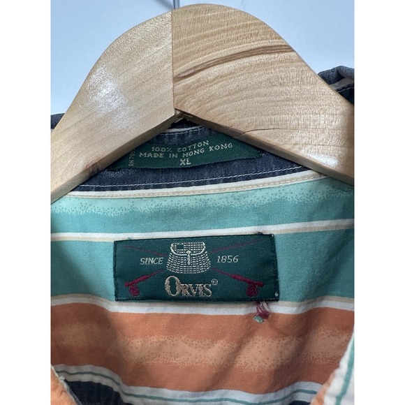 Vintage 90's Orvis Short Sleeve Button Down Shirt Men's size XL Colorful Stripe - Picture 3 of 8